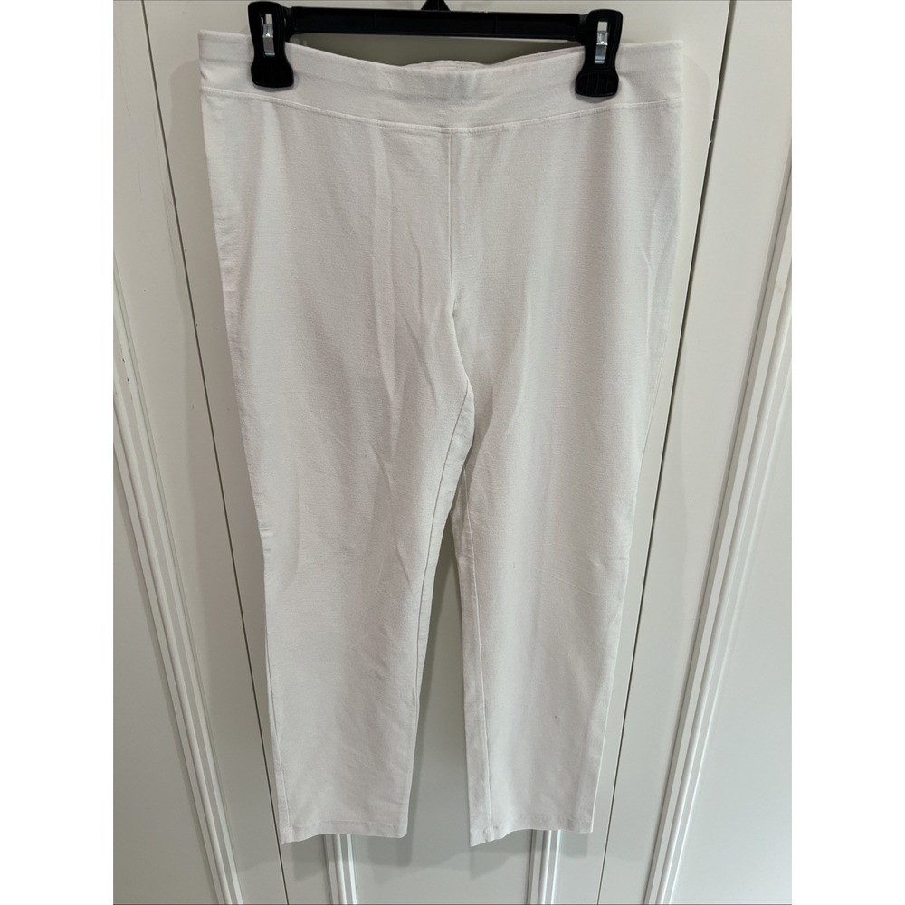 Eileen Fisher White Pull On Pants‎ Quiet Luxury Minimalist Nautical Classic